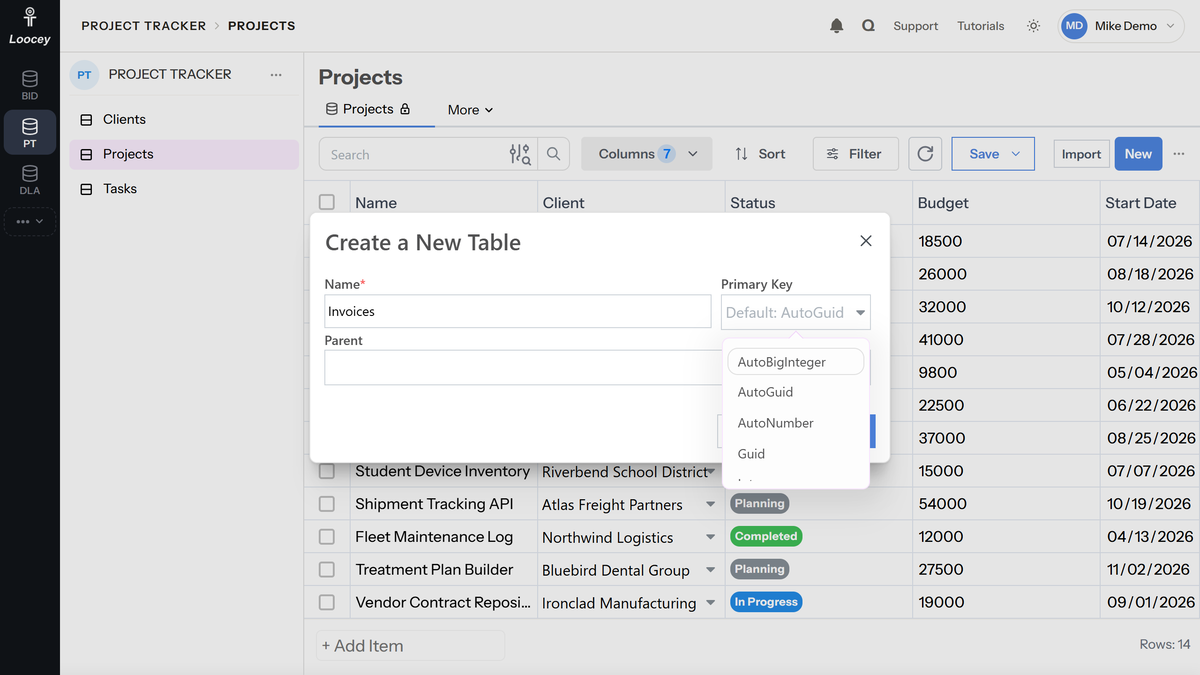 Create Real PostgreSQL Tables