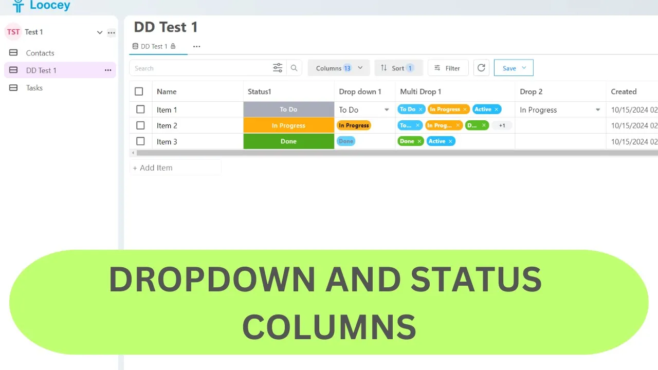 Loocey DLA video tutorial: Loocey DropDown and Status Column Tutorial / Demo