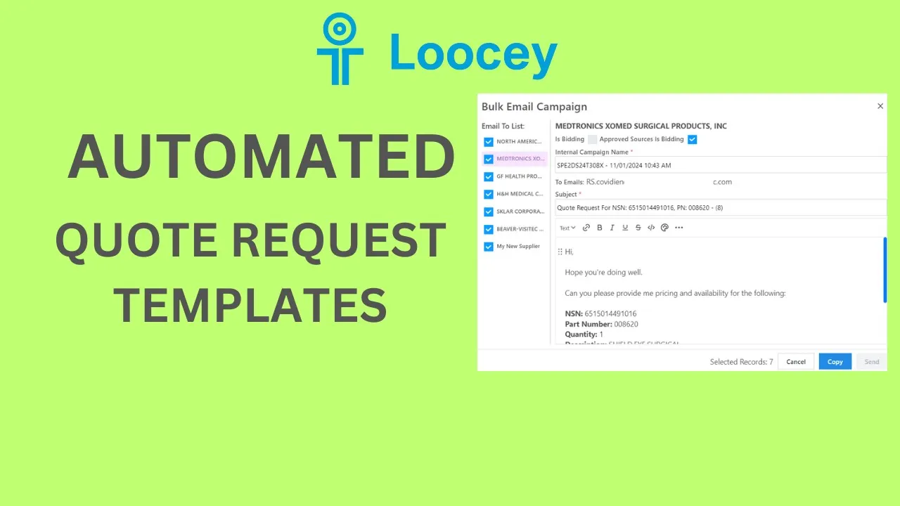 Loocey DLA video tutorial: Automated Quote Request Templates - DLA/DIBBS - Loocey