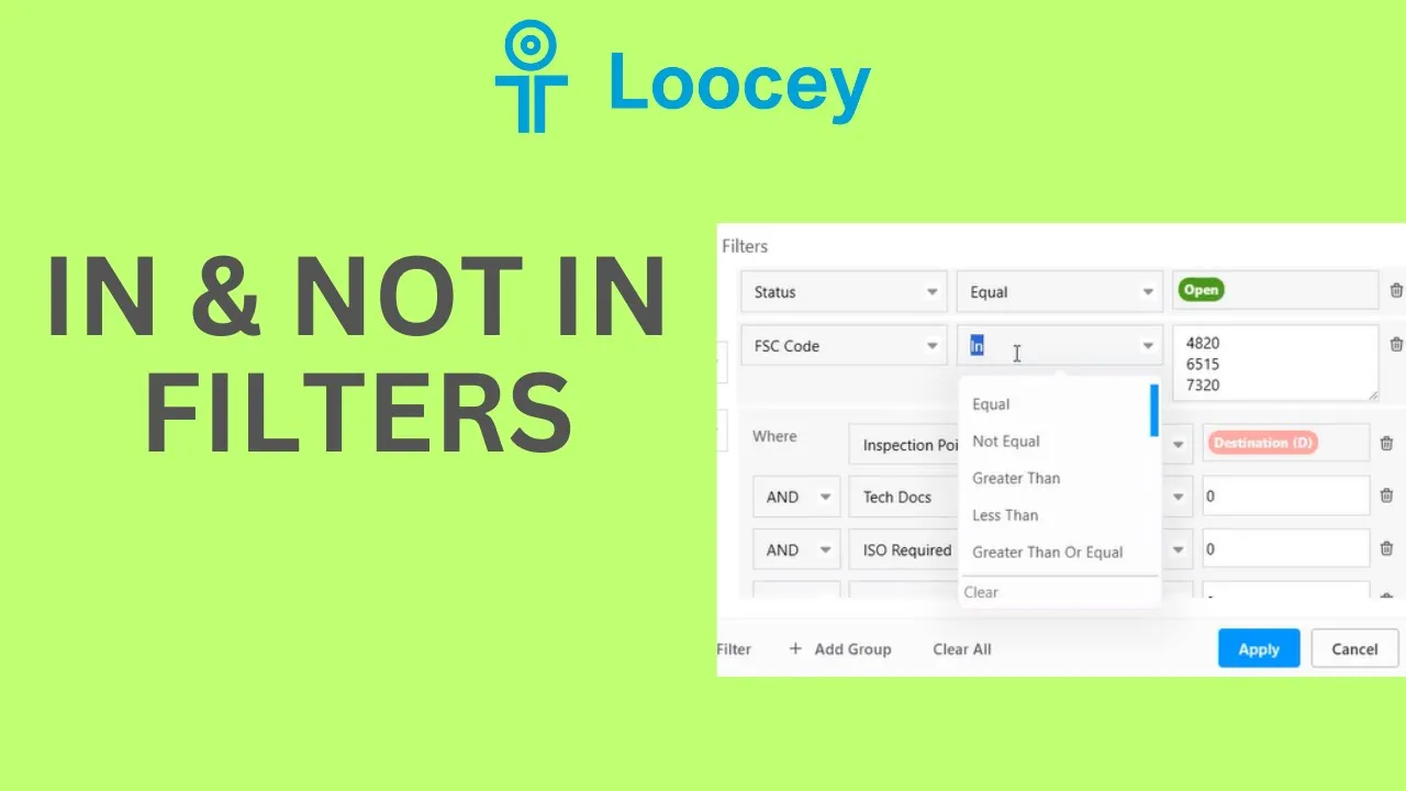 Loocey DLA video tutorial: Loocey Filters - In & Not In - Tutorial